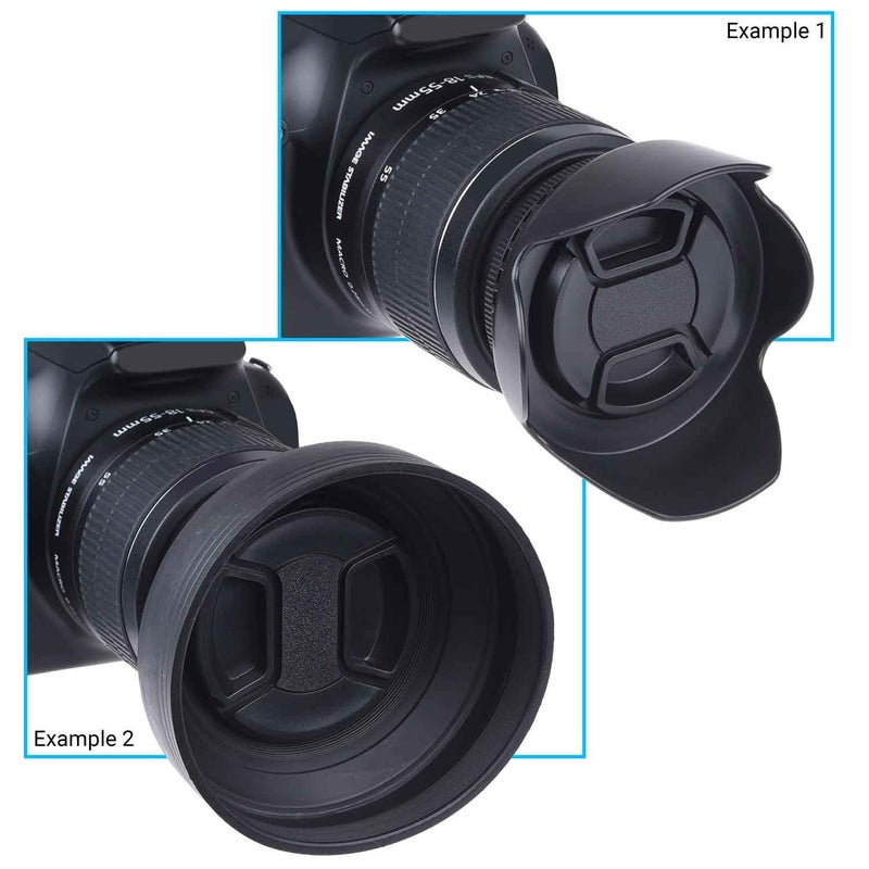 CamKix 2 Lens Shades: Tulip + Rubber â€“ 1 Lens Cap â€“ Reduces Lens Reflections â€“ Protects Against Excessive Sunlight for Enhanced Photos and Videos - Image 4